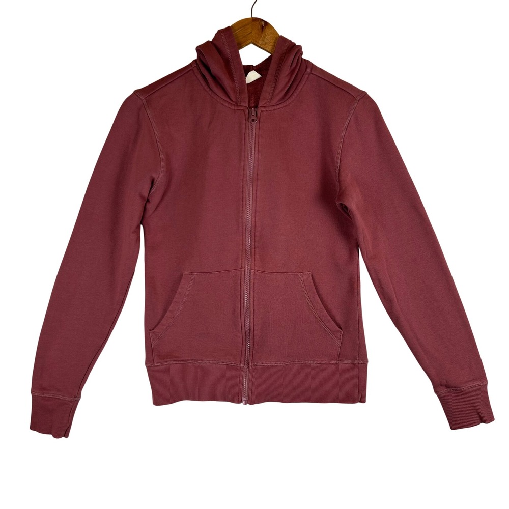 Pact Womens Burgundy Organic Cotton Full Zip Fleece Hoodie XS Wine Red